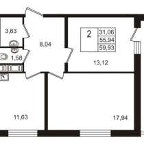 Продажа 2к квартиры, 60 кв. м, Мурино, ул. Шувалова, в Санкт-Петербурге