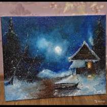 Картина маслом на холсте зима пейзаж, в Москве