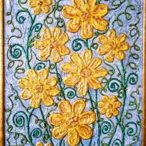 Желтые цветы. Картина — панно скульптурное, в Москве
