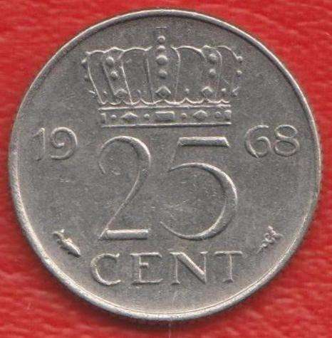 Нидерланды Голландия 25 центов 1968 г