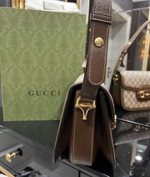 Сумка Gucci 1955 Horsebit серая с коричневым в Москве фото 3