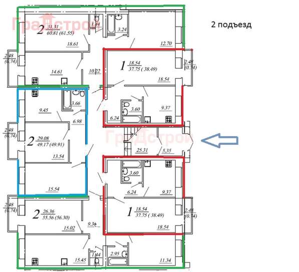 Продам двухкомнатную квартиру в Вологда.Жилая площадь 49,90 кв.м.Этаж 1.Есть Балкон. в Вологде фото 7