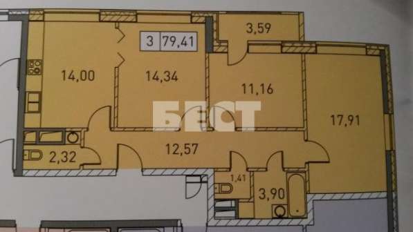Продам трехкомнатную квартиру в Москве. Жилая площадь 79 кв.м. Этаж 4. Дом монолитный. 