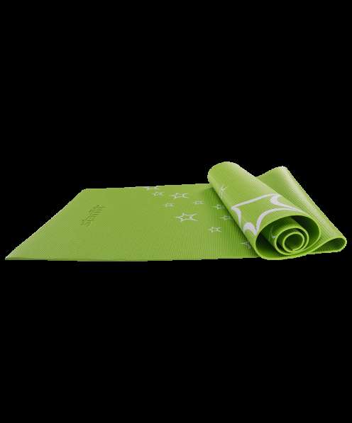 Коврик для йоги FM-102 PVC 173x61x0,3 см, с рисунком, зеленый в Сочи