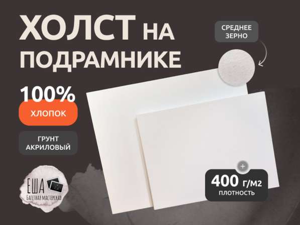 Холст на подрамнике грунтованный 100% хлопок