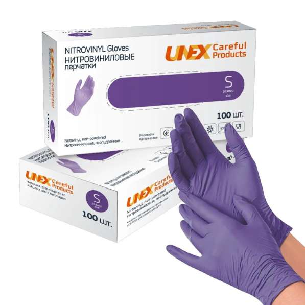 Перчатки Нитровиниловые UNEX