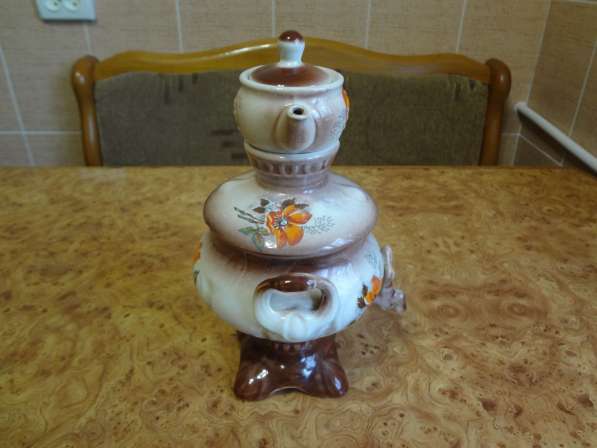 Керамический самовар с чайником декоративный в фото 6