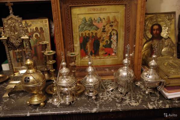 Коллекция из пяти старинных кадил из серебра "84" в Санкт-Петербурге