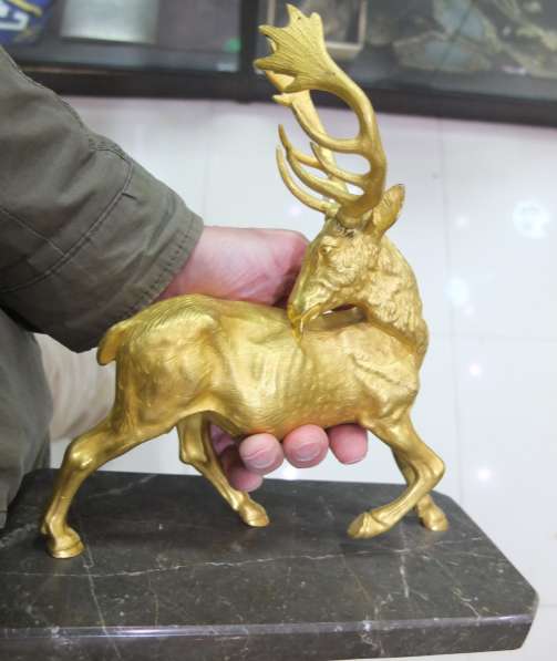Бронзовая статуэтка Золотой Олень, старая, бронза, золочение в Ставрополе фото 4