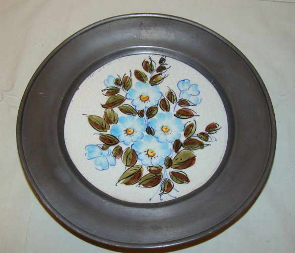 Тарелка на стену старинная Цветы (T573)