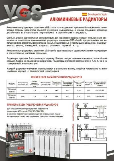 радиаторы отопления VGS Испания Радиаторы отопления