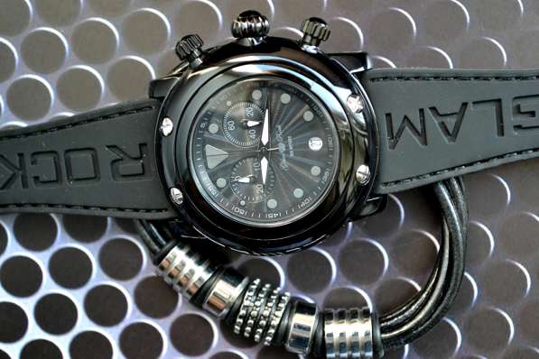 Брутальные, черные часы-хронограф Glam Rock в Рязани фото 8