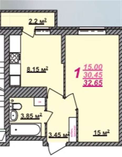 Продам однокомнатную квартиру в Тверь.Жилая площадь 32,65 кв.м.Этаж 8.Есть Балкон. в Твери фото 13