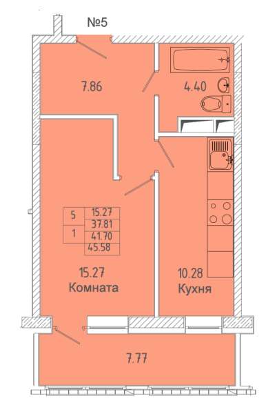 1-к квартира, улица Советская, дом 7, площадь 41,7, этаж 16 в Королёве фото 5