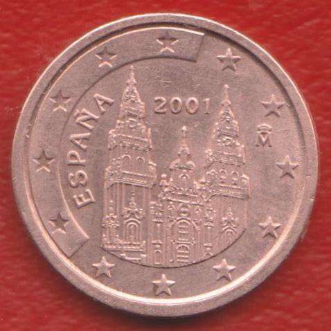 ЕВРО Испания 2 евроцента 2001 г. цент