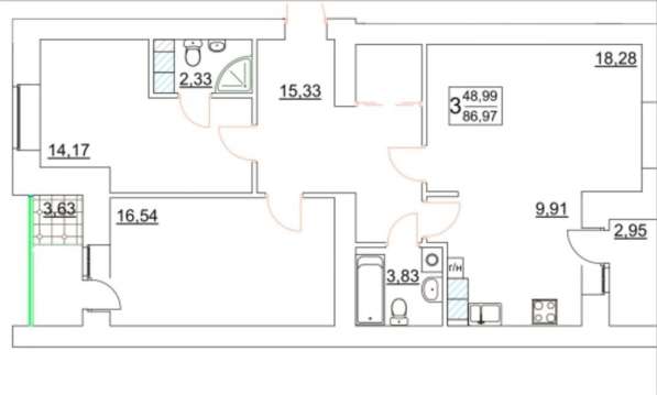 Продам трехкомнатную квартиру в Тверь.Жилая площадь 87 кв.м.Этаж 9.Дом кирпичный. в Твери фото 5