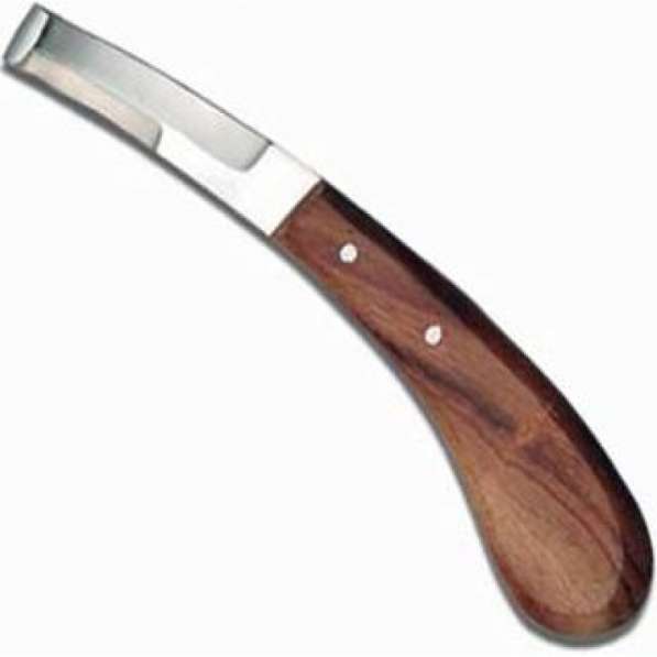 Нож копытный с деревянной ручкой обоюдоострый