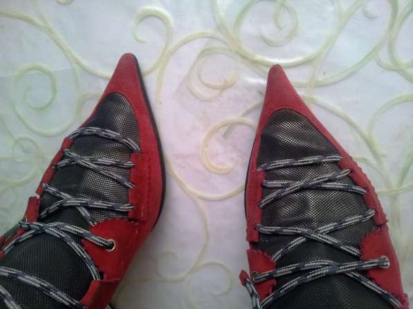 Ботинки Casadei 37р Ориг красная замша каблук 5 см бу 2 дня в Москве фото 3