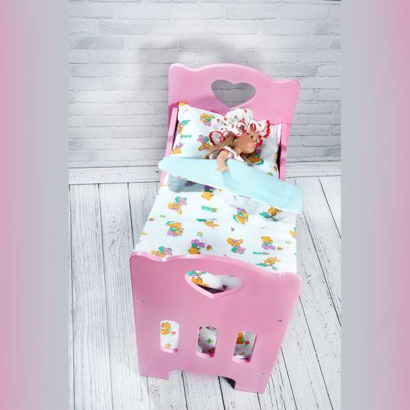 2-х ярусная деревянная розовая кроватка для куколки 50 см в Санкт-Петербурге фото 3