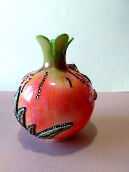 Керамическая ваза "Гранат", инкрустированная стразами в Краснодаре фото 4