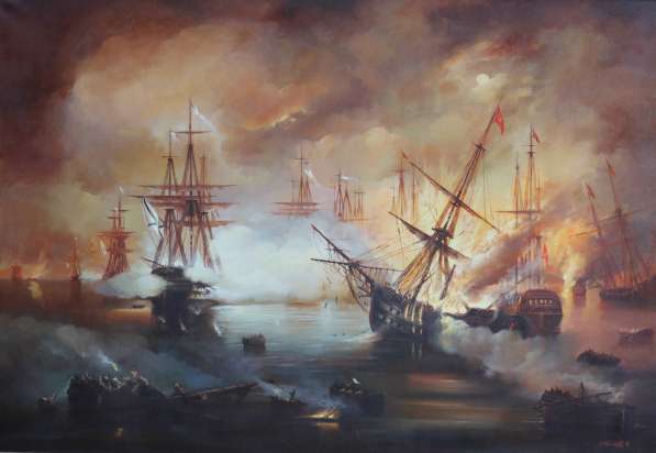 Картина "ночная битва на море"