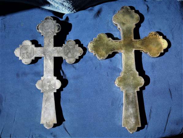 Пара старинных напрестольных крестов. Серебро «84». XIХ век в Санкт-Петербурге фото 4