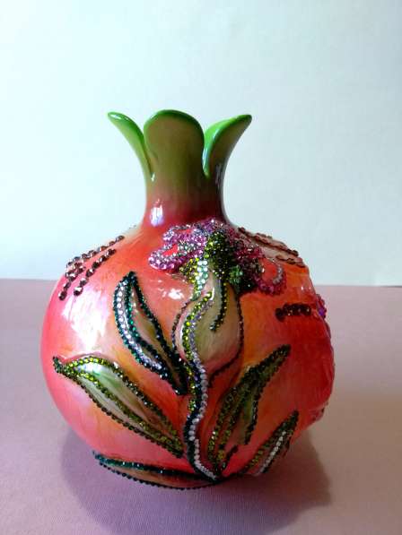 Керамическая ваза "Гранат", инкрустированная стразами в Краснодаре фото 3