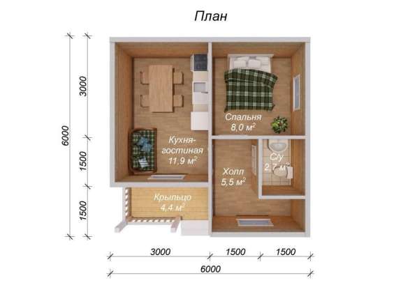 Дачный дом 6х6 м в 