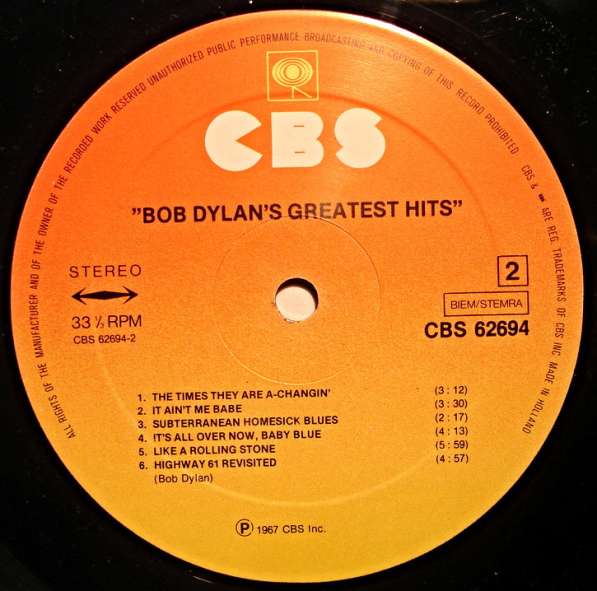 Пластинка виниловая Bob Dylan – Bob Dylan's Greatest Hits в Санкт-Петербурге