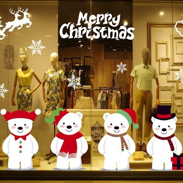 Изготовление наклеек новогодних для витрин в Краснодаре в Москве фото 3