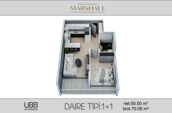 2-к. квартира 70м ² Турция, Мерсин, Мезитли в фото 8