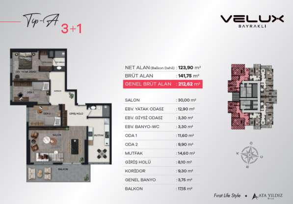 4-к. квартира 212м ² Турция, Бодрум, Измир в 