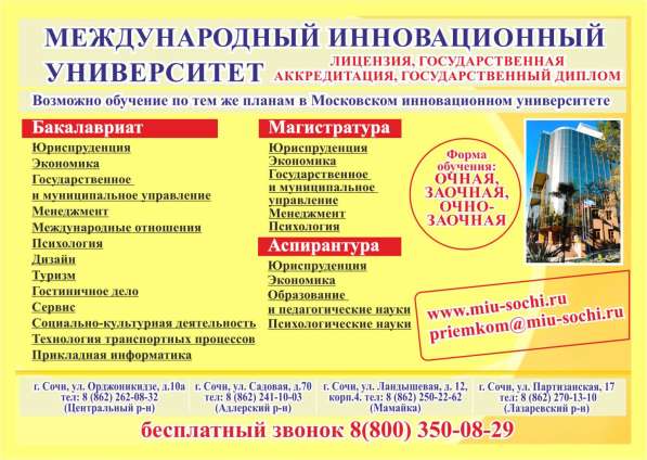 Университеты Краснодарского края в Сочи
