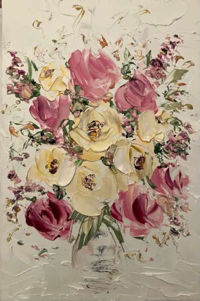 Картина маслом Цветы Мастихином