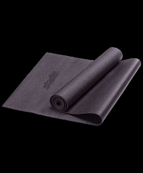 Коврик для йоги FM-101 PVC 173x61x0,3 см, черный в Сочи