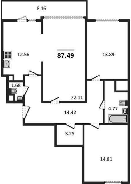 Продам трехкомнатную квартиру в Санкт-Петербург.Жилая площадь 87,49 кв.м.Этаж 4.