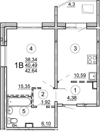 Продам однокомнатную квартиру в Тверь.Жилая площадь 42,60 кв.м.Дом панельный.Есть Балкон. в Твери фото 15