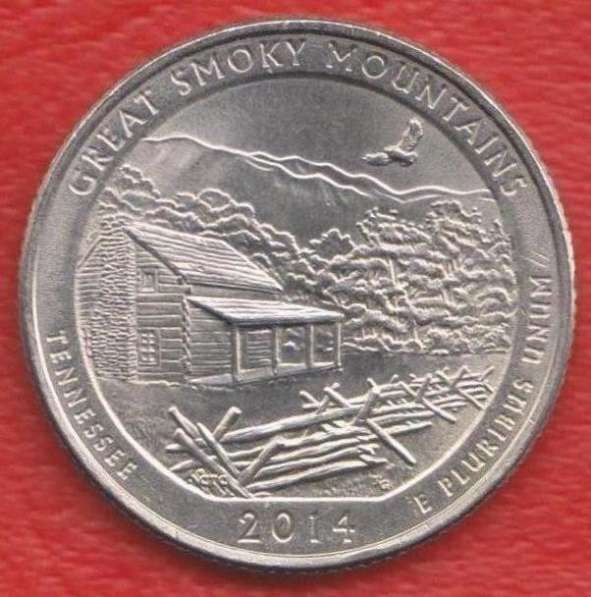 США 25 центов 2014 г. квотер парк Грейт-Смоки-Маунти знак P