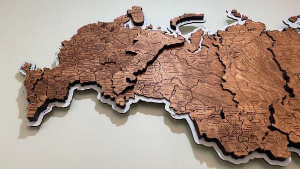 Карта России из дерева на стену в Москве фото 4