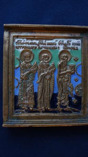 Старинный трехстворчатый складень «Деисус с предстоящими.XIX в Санкт-Петербурге фото 9