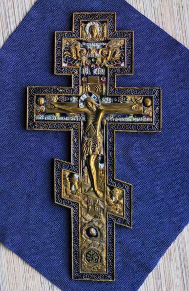 Старообрядческий киотный крест с эмалями. Русский Север, 18в в Санкт-Петербурге