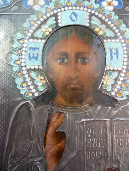 Икона Господь Вседержитель оклад серебро эмаль в Орле фото 4