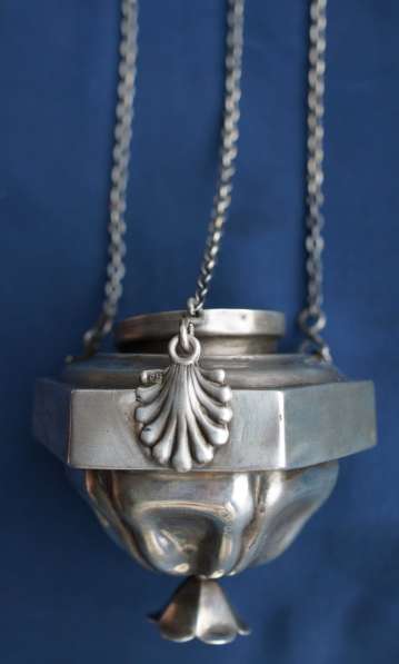 Старинная подвесная серебряная лампада в стиле Ампир. 1850-е в Санкт-Петербурге фото 8