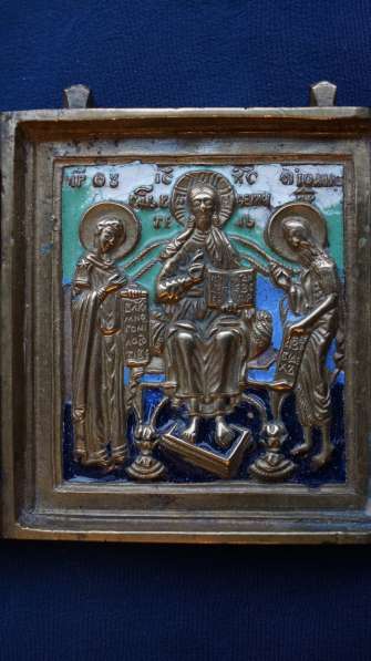Старинный трехстворчатый складень «Деисус с предстоящими.XIX в Санкт-Петербурге фото 5