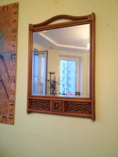 Зеркало (рама-светлый ротанг)