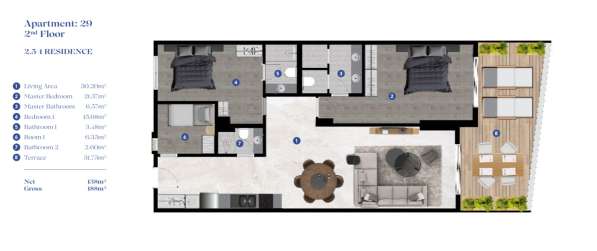 Квартира 188м² Турция, Бодрум, Гюндоган в фото 8