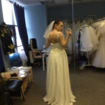 Шифоновое легкое свадебное платье в стиле ампир, в Москве