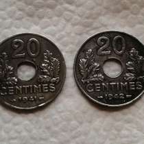 2 монеты Цинк, Франции 1941-1942 год, в Таганроге