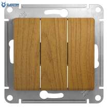 3-клавишный выключатель, сх.1+1+1, 10АХ, механизм, ДЕРЕВО ДУ, в г.Минск